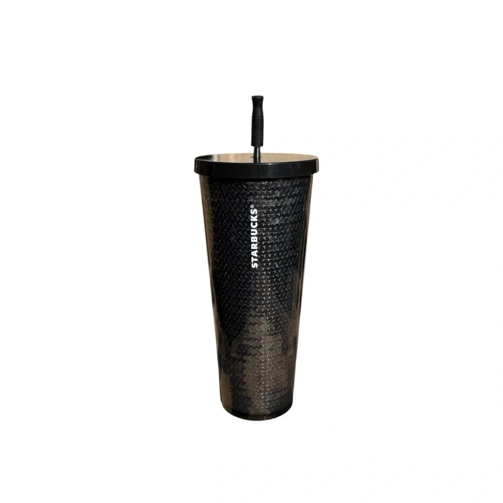 Starbucks Bling & sparkles silver & black sequins tumbler cold cup 24 oz - Picture 1 of 14